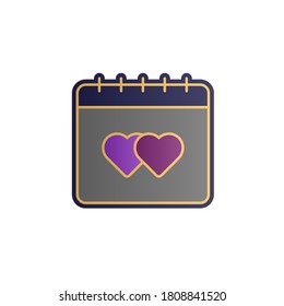Calendar, hearts color gradient vector icon