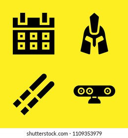 calendar, helmet, ski and webcam vector icon set. Sample icons set for web and graphic design
