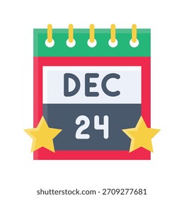 Ilustración vectorial del 24 de diciembre, icono de estilo plano