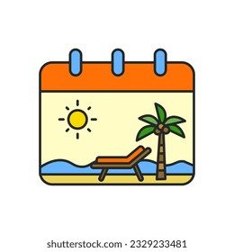 Icono de vacaciones de calendario. Vector de icono de color plano del calendario. Ilustración del símbolo de icono de fecha