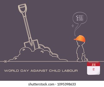 Calendar holiday of June - Post Card World Day Against Child Labour svg