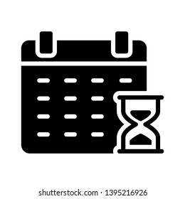 calendar hourglass vector glyph flat icon