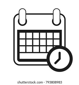 Calendar, hours. Vector illustration