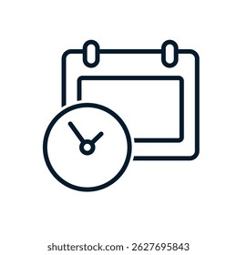 Calendar, hours. Vector linear icon isolated on white background.