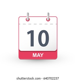 Calendar Icon 10 May. Vector illustration of calendar with the date 10 May.