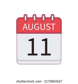 Kalendersymbol am 11. August. Datum und Monat. Flache Vektorgrafik.