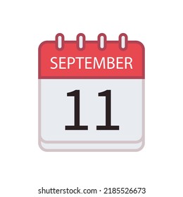 Icono del calendario del 11 de septiembre. Fecha y mes. Ilustración vectorial plana.