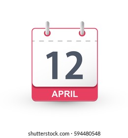 Calendar Icon 12 April. Vector illustration of calendar with the date 12 April.