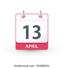 Calendar Icon 13 April. Vector illustration of calendar with the date 13 April.