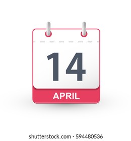 Calendar Icon 14 April. Vector illustration of calendar with the date 14 April.