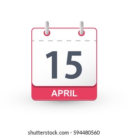 Calendar Icon 15 April. Vector illustration of calendar with the date 15 April.
