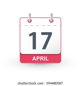 Calendar Icon 17 April. Vector illustration of calendar with the date 17 April.