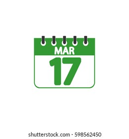 Calendar icon, 17 March, flat design template, vector illustration