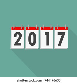 Calendar icon 2017 in flat design. Vector illustration. Happy New Year 2017