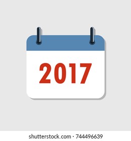 Calendar icon 2017 in flat design. Vector illustration. Happy New Year 2017