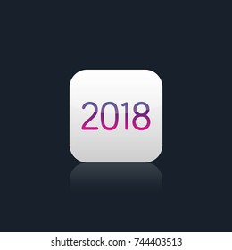 Calendar icon 2018 flat design with long shadow, vector illustration