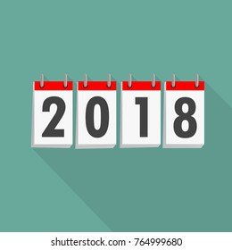 Calendar icon 2018 in flat design. Vector illustration. Happy New Year 2018