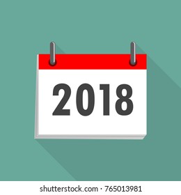 Calendar icon 2018 in flat design. Vector illustration. Happy New Year 2018