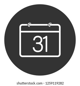 Calendar icon. 2019 New year calendar vector icon. 31 december date sign. Schedule symbol