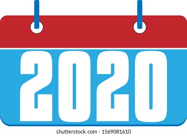 Calendar icon 2020 in flat design. Vector illustration. Happy New Year 2020
