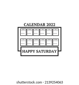 icono de calendario 2022 y mostrar o resaltar el sábado sobre fondo blanco