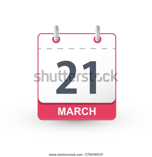 Calendar Icon 21 March Vector Illustration Stock Vector Royalty Free