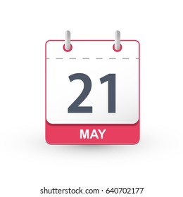 Calendar Icon 21 May. Vector illustration of calendar with the date 21 May.