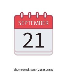 Calendar icon of 21 September. Date and month. Flat vector illustration.