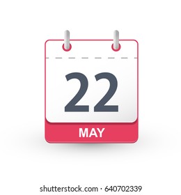 Calendar Icon 22 May. Vector illustration of calendar with the date 22 May.