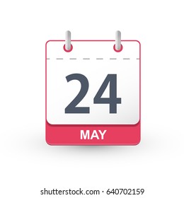 Calendar Icon 24 May. Vector illustration of calendar with the date 24 May.
