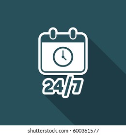 Calendar icon - 24/7 services - Vector web icon