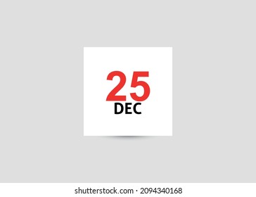 Calendar icon 25 of december Christmas day vector.