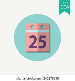 Calendar Icon with 25. Flat design
