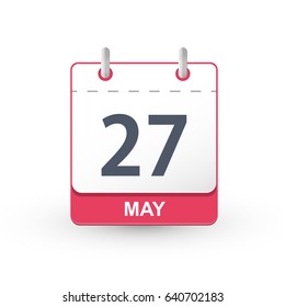 Calendar Icon 27 May. Vector illustration of calendar with the date 27 May.