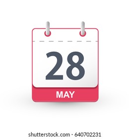 Calendar Icon 28 May. Vector illustration of calendar with the date 28 May.