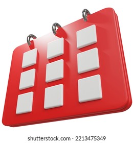 calendar icon 3d render design transparent background