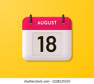 Calendar icon in 3d style isolated on yellow background.