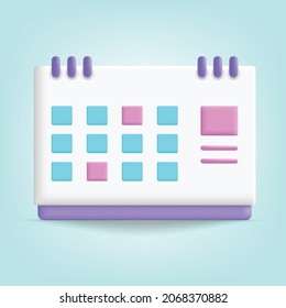 Icono de calendario 3d diseño de ilustración vectorial.