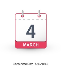 Calendar Icon 4 March. Vector illustration of calendar with the date 4 March.