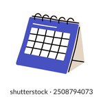 Calendar icon. Abstract month calender. Scheduling and planning organizer, agenda. Desk top office paper planner with empty grid, dates. Flat vector illustration isolated on white background