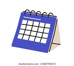 Calendar icon. Abstract month calender. Scheduling and planning organizer, agenda. Desk top office paper planner with empty grid, dates. Flat vector illustration isolated on white background