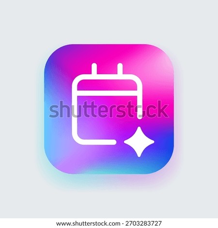 Calendar icon for AI-powered scheduling, smart event planning and automated time management Intelligent date tracking, optimized scheduling and enhanced organization in digital productivity platforms 