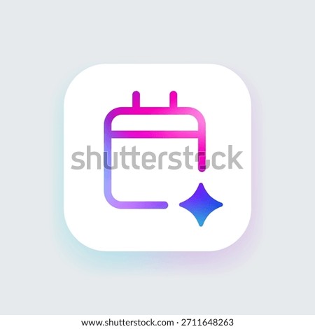 Calendar icon for AI-powered scheduling, smart event planning and automated time management Intelligent date tracking, optimized scheduling and enhanced organization in digital productivity platforms 