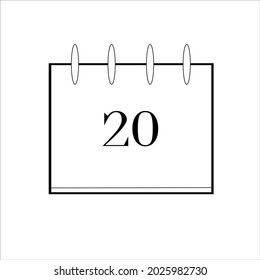Calendar icon. All white calendar with black numbers.