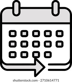 Icono de calendario con flecha que simboliza la programación de citas y la gestión del tiempo para la empresa y la organización personal