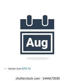 Calendar icon, August, Editable stroke. Vector illustration, eps10, Sign Icon - Vector