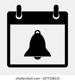 Calendar icon with bell symbol notification. Vector illustration