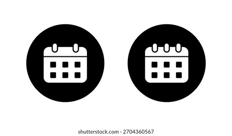 Kalendersymbol auf schwarzem Kreis. Symbol für Zeitplan und Terminplaner