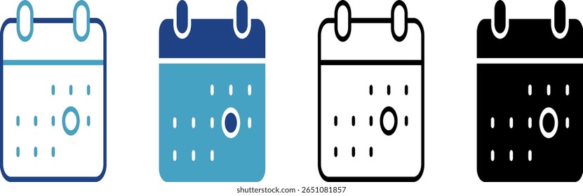Das Kalendersymbol mit einem schwarzen Punkt zeigt wichtige Daten, Ereignisse, Feiertage an oder um neue Ereignisse zu erstellen, Erinnerungen festzulegen oder Besprechungszeitpläne anzuzeigen.