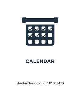 Calendar icon. Black filled vector illustration. Calendar symbol on white background. Can be used in web and mobile.